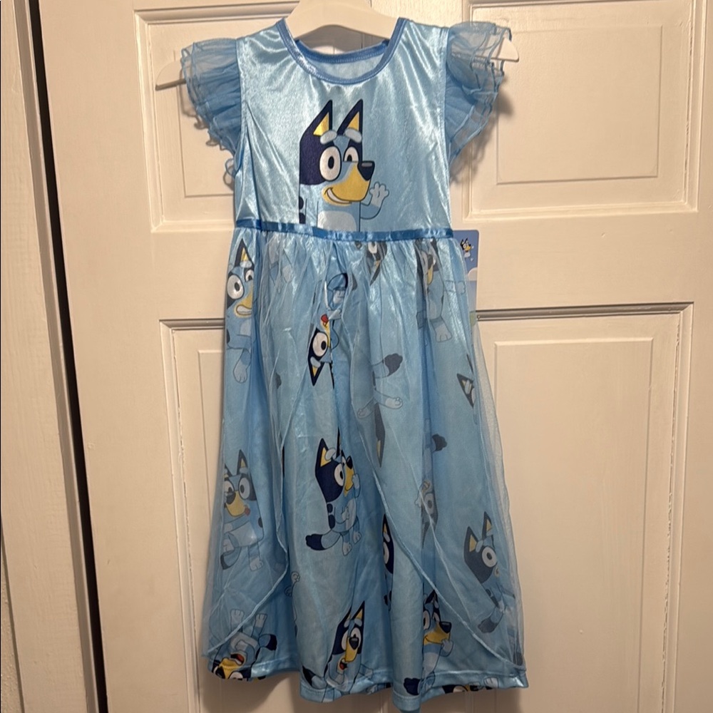 Blue Cartoon Character Kids Dress